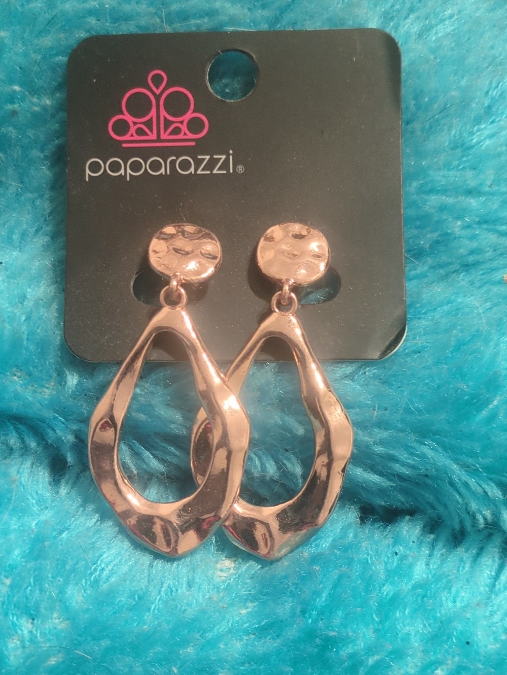 paparazzi Rose Gold Sculpted Open Teardrop Dangle Earrings Clip Ons